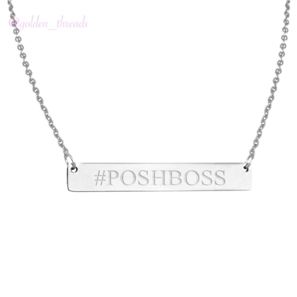 #POSHBOSS Dainty Silver Bar Necklace